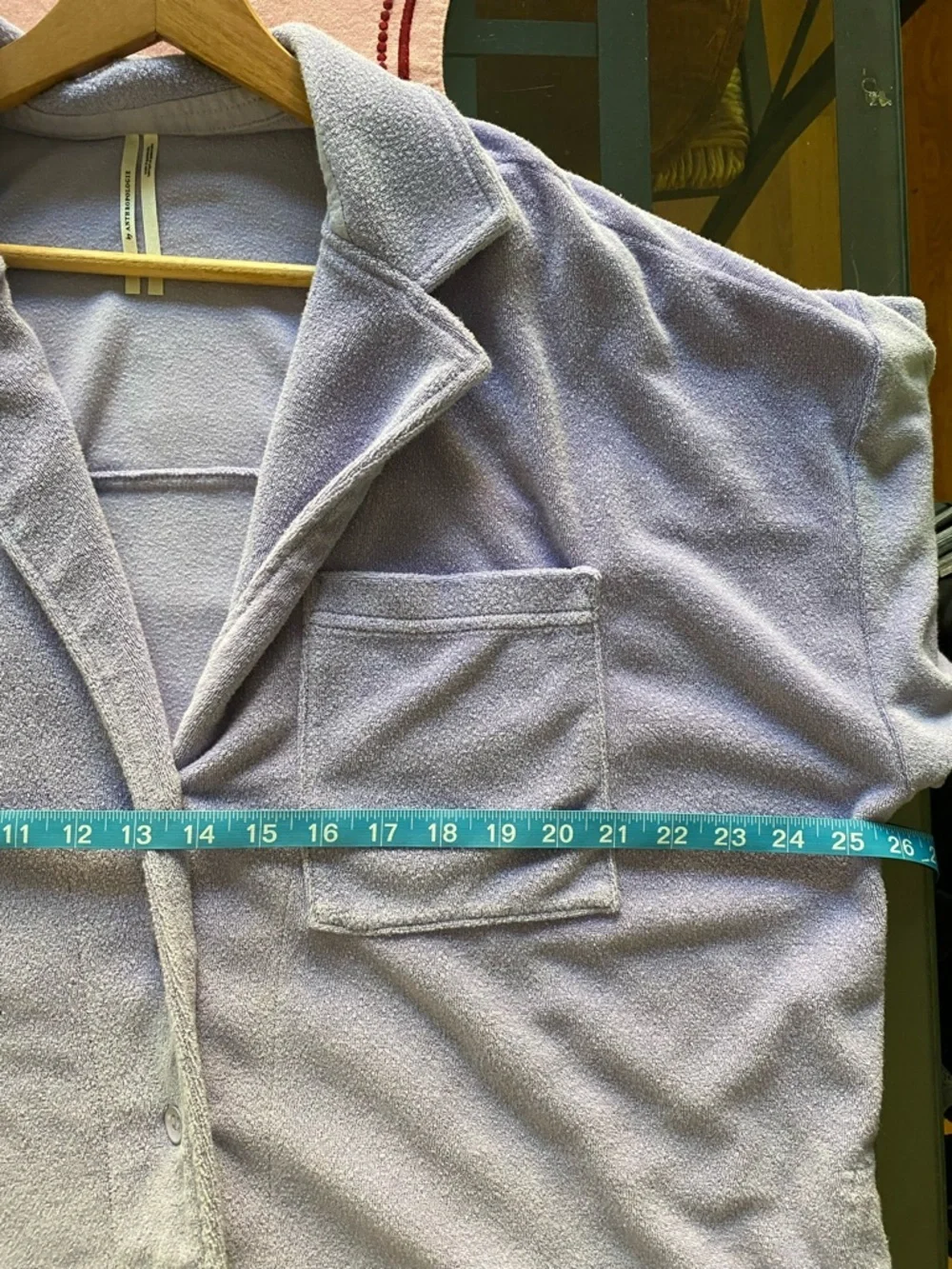 Anthropologie Lavender Purple Terrycloth Oversized Boxy Button Down Top Medium - Picture 10 of 12